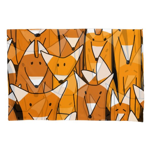 Charming Fox Family: Spielerisches Tiermuster Kissenbezug (Vorderseite)