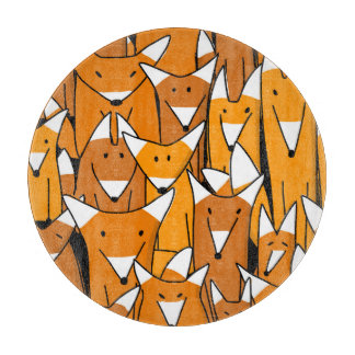 Charming Fox Family: Spielerisches Tiermuster Schneidebrett