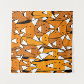 Charming Fox Family: Spielerisches Tiermuster Wandteppich (Vorderseite (Horizontal))