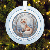 Charming Fox in Blue Forest Gingham Weihnachten Ornament