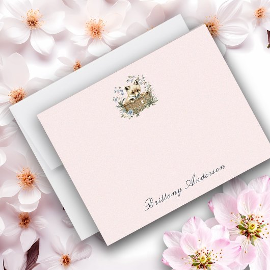 Charming Fox und Blumen für alle Zwecke flach Mitteilungskarte