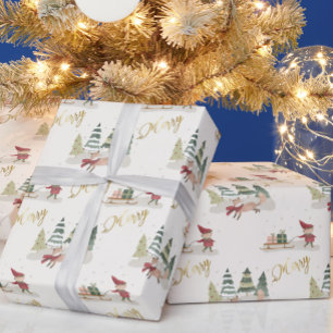 Charming Frohe Weihnachtsbaumen Elfen Geschenke Geschenkpapier