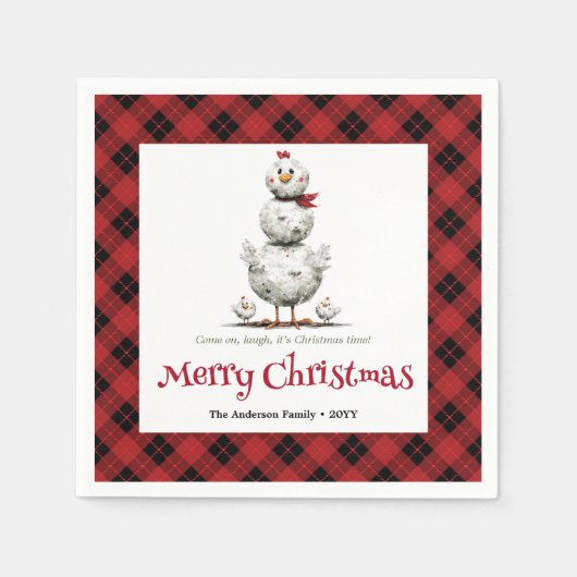 Charming Funny Chickens Editable Personalized Xmas Serviette (Vorderseite)
