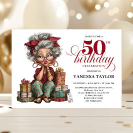 Charming Funny Lady 50th Birthday Quirky Humor  Einladung