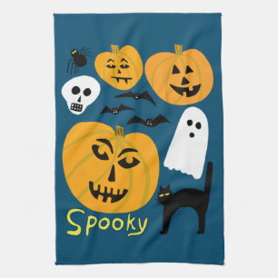 Charming Funny Pumpkins Ghost Bat HAPPY HALLOWEEN Geschirrtuch