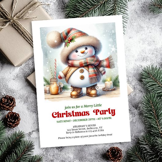 Charming funny snowman invitation printable  einladung
