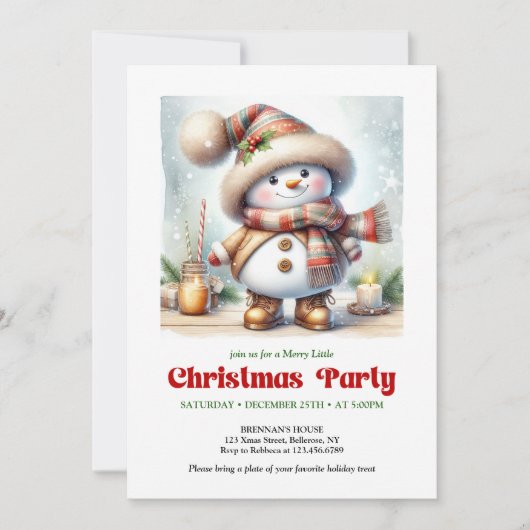 Charming funny snowman invitation printable  einladung (Vorderseite)