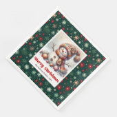 Charming funny snowman with snowflakes kids napkin serviette (Ecke)