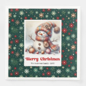 Charming funny snowman with snowflakes kids napkin serviette (Vorderseite)