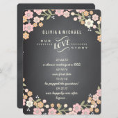 Charming Garden Blumenreath Wedding Story Card Einladung (Vorne/Hinten)