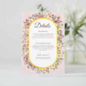 Charming Garden Floral Wedding Details Card Begleitkarte (Stehend Vorderseite)
