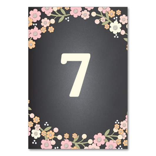 Charming Garden Floral Wedding Tischnummer Card (Vorderseite)