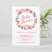 Charming Garden Floral Wreath Girl Babydusche Einladung (Stehend Vorderseite)