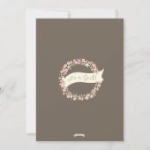 Charming Garden Floral Wreath Girl Babydusche Einladung (Rückseite)