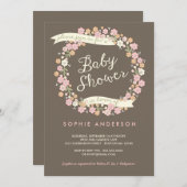 Charming Garden Floral Wreath Girl Babydusche Einladung (Vorne/Hinten)