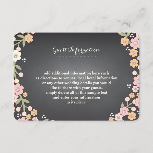 Charming Garden Floral Wreath II Wedding Info Card Begleitkarte (Vorderseite)