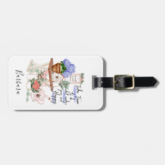 Charming Gardener Floral Vorname Gepäckanhänger (Vorderseite horizontal)