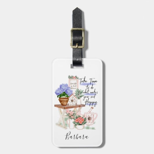 Charming Gardener Floral Vorname Gepäckanhänger (Vorderseite vertikal)