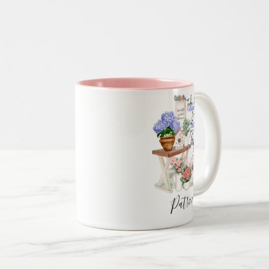 Charming Gardener Floral Vorname Zweifarbige Tasse (VorderseiteRechts)