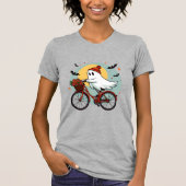 Charming Ghost on Bicycle Halloween Design mit Fl T-Shirt (Vorderseite)