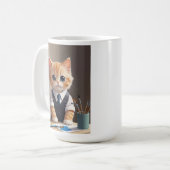 Charming Ginger Cat Artist mit Pinsel Niedlich Kaffeetasse (Vorderseite Links)
