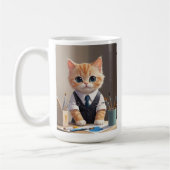 Charming Ginger Cat Artist mit Pinsel Niedlich Kaffeetasse (Links)