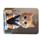 Charming Ginger Cat Artist mit Pinsel Niedlich Magnet (Horizontal)