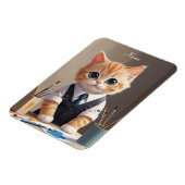 Charming Ginger Cat Artist mit Pinsel Niedlich Magnet (Linke Seite)