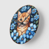 Charming Ginger Cat Runde Wanduhr (Winkel)