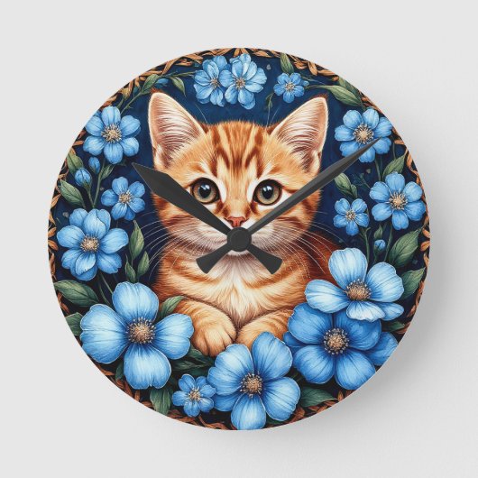 Charming Ginger Cat Runde Wanduhr (Vorderseite)