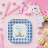 Charming Gingham Kariert Teddy Bear Baby Dusche Pappteller (Party)