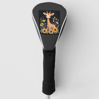 Charming Giraffe Surrounded By Flowers Long Sleeve Golf Headcover