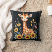 Charming Giraffe Surrounded By Flowers Long Sleeve Kissen (Decke)