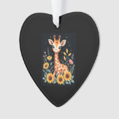 Charming Giraffe Surrounded By Flowers Long Sleeve Ornament (Vorderseite)