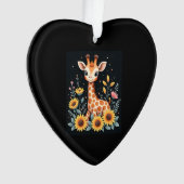 Charming Giraffe Surrounded By Flowers Long Sleeve Ornament (Vorderseite)