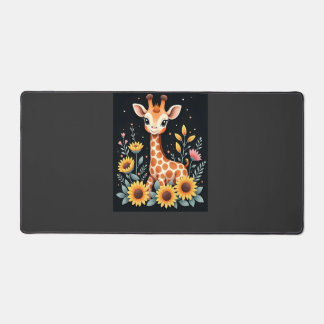 Charming Giraffe Surrounded By Flowers Long Sleeve Schreibtischunterlage