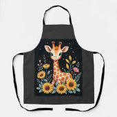 Charming Giraffe Surrounded By Flowers Long Sleeve Schürze (Vorderseite)