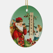 Charming Girl am Telefon mit Weihnachten Keramik Ornament (Rechts)