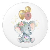 Charming Girl Elephant Pink Balloons Herz Keramikknauf (Vorderseite)