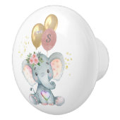 Charming Girl Elephant Pink Balloons Herz Keramikknauf (Rechts)