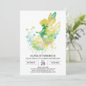 Charming Girly Fairy Birthday Einladung (Stehend Vorderseite)