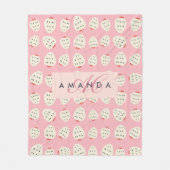 Charming Girly Strawberry Muster Monogram Geschenk Fleecedecke (Vorderseite)