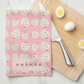 Charming Girly Strawberry Muster Monogram Geschenk Geschirrtuch (Viertel Falte)
