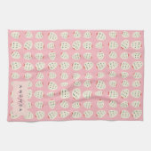 Charming Girly Strawberry Muster Monogram Geschenk Geschirrtuch (Horizontal)