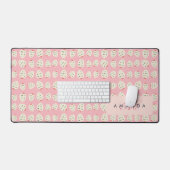 Charming Girly Strawberry Muster Monogram Geschenk Schreibtischunterlage (Tastatur & Maus)