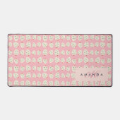 Charming Girly Strawberry Muster Monogram Geschenk Schreibtischunterlage (Vorderseite)