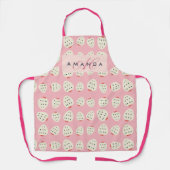Charming Girly Strawberry Muster Monogram Geschenk Schürze (Vorderseite)