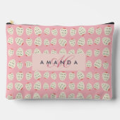 Charming Girly Strawberry Muster Monogram Geschenk Zubehörtasche (Vorderseite)