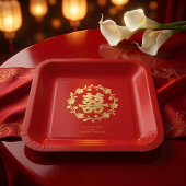 Charming Glitter Floral Chinese Double Happiness Pappteller