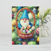 Charming Gnome & Basket Ostereier Jagd Einladung (Stehend Vorderseite)